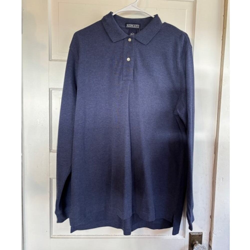 Lands' End Women's‎ Size Large Long Sleeve Polo Shirt Dark Blue NWT Y2K